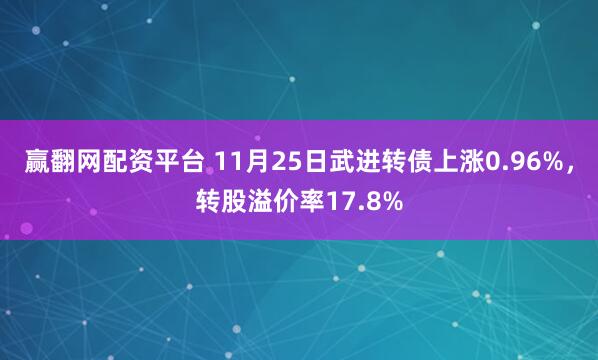 赢翻网配资平台 11月25日武进转债上涨0.96%，转股溢价率17.8%