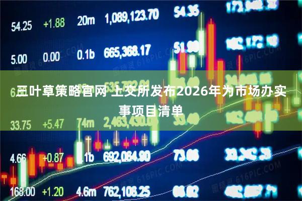 三叶草策略官网 上交所发布2026年为市场办实事项目清单